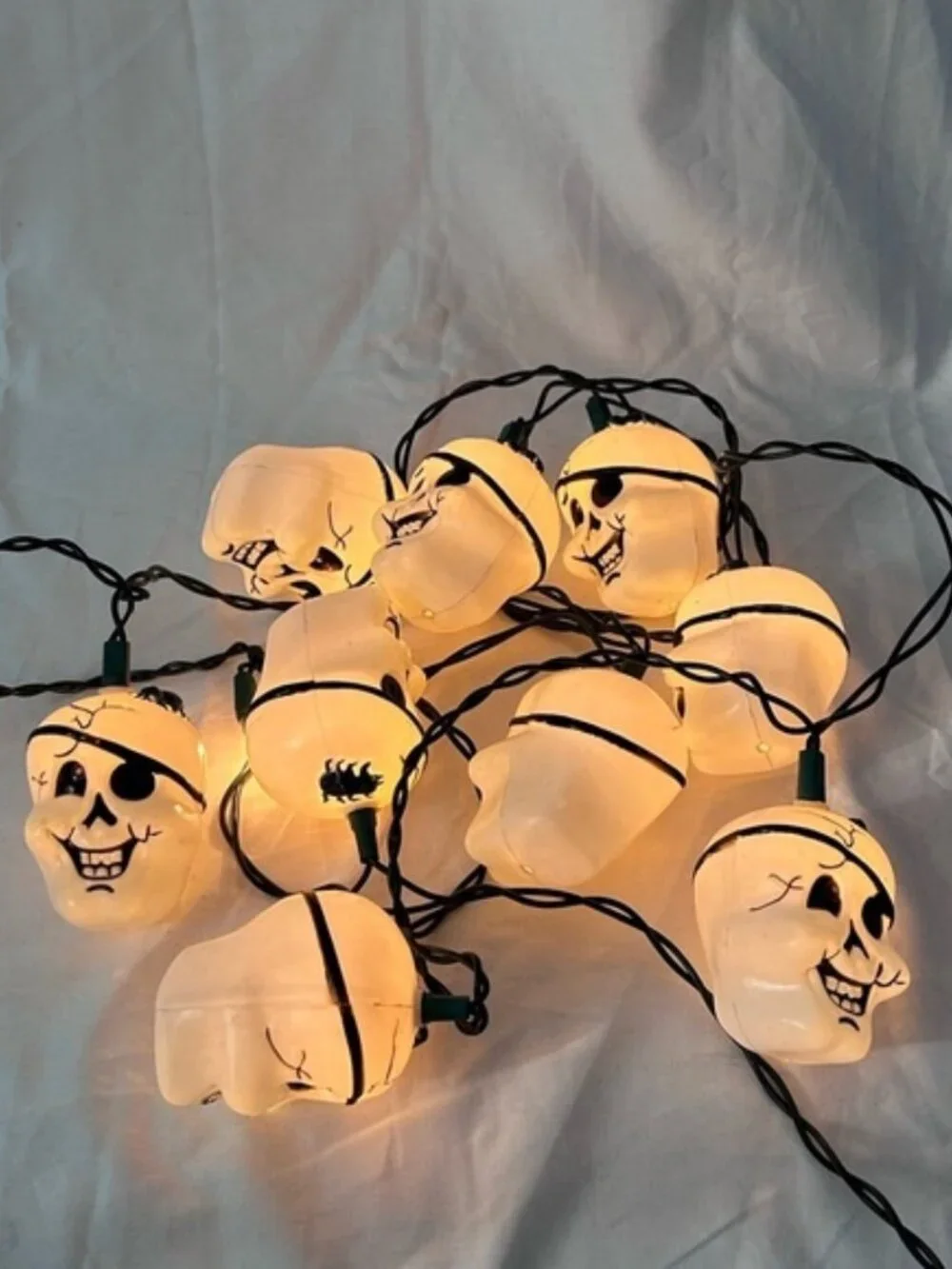 Vintage Pirate Skull Skeleton Blow Mold Halloween String Lights